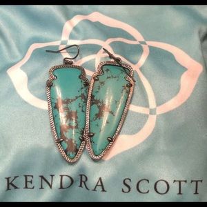 KENDRA SCOTT BLACK CHROME AND TURQUOISE EARRINGS